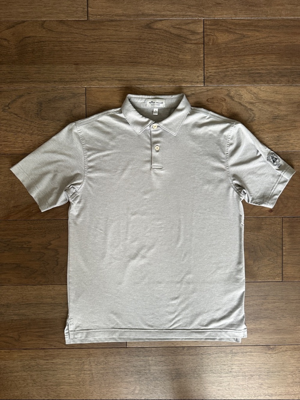 Peter Millar Youth Performance Jersey Polo, Light Gray Logo Golf Shirt